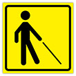 Визуальный предупреждающий знак «Уступите дорогу человеку с белой тростью», ДС77 (пленка, 200х200 мм)